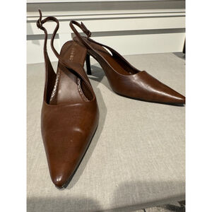 Women's George “Rachel”Brown Slingback Pointed Toe Heels Size 9.5 Vegan